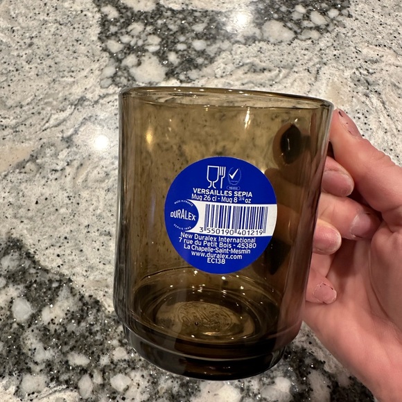 NEW Duralex Versailles Stackable 8 oz Grey Glass Mug - Can be sold as a set - Picture 5 of 6